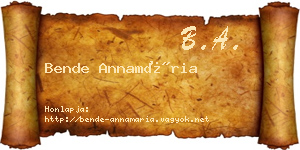 Bende Annamária névjegykártya